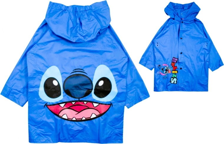 Dětská pláštěnka Disney Stitch modrá s kapucí – Velikost: 122-128