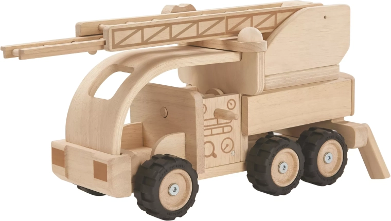 Dřevěné hasičské auto se žebříkem PlanToys – speciální edice