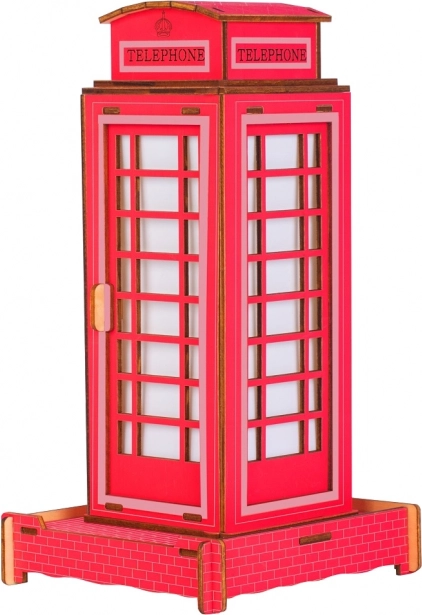 Dřevěné 3D puzzle Telefonní budka