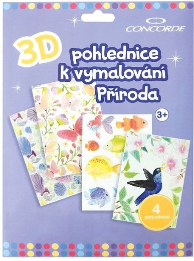 3D pohlednice k vybarvení Příroda