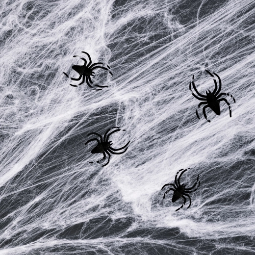 Halloweenská bílá pavučina s pavouky
