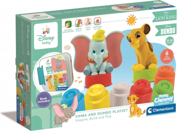 Měkké kostky Soft Clemmy s knížkou DISNEY Simba a Dumbo