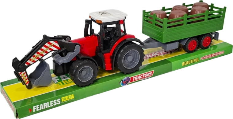 Traktor s přívěsem a předním nakladačem – zemědělská sada pro děti