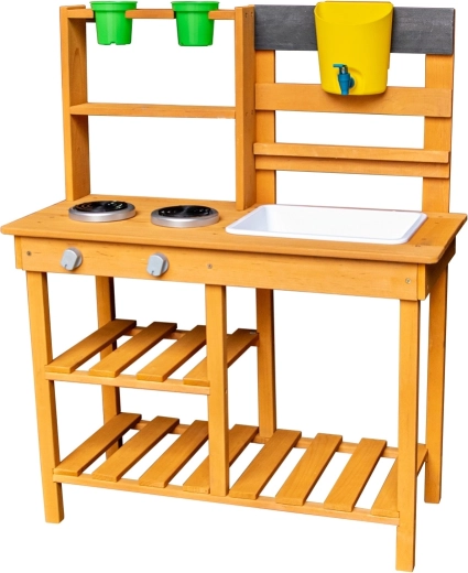2Kids Toys dřevěná zahradní kuchyňka s dřezem