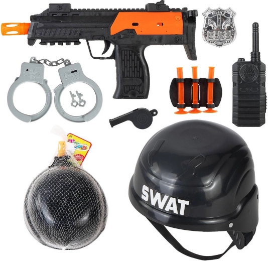 Policejní dětská sada SWAT se samopalem, přilbou a doplňky