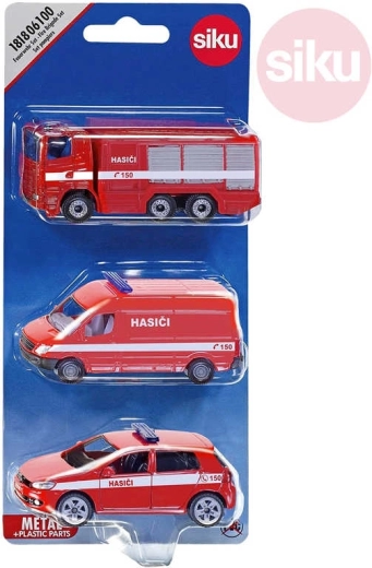 SIKU sada hasičských vozů ČR v blistru (3 ks)