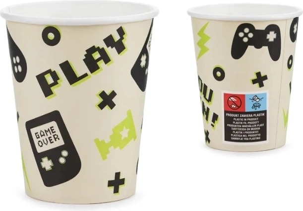 Gamer papírové kelímky 220 ml mix designů