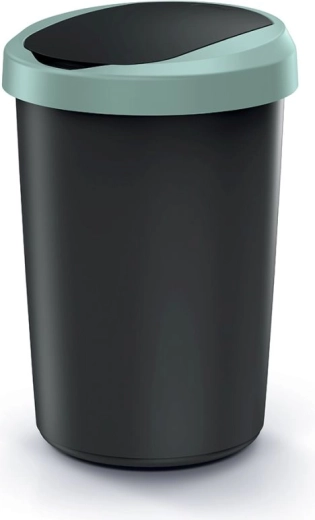 Odpadkový koš Compacta R Flap 40 l – recyklovaná černá se světle zeleným víkem