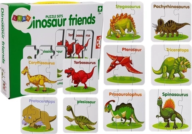 edukační puzzle dinosauři – 10 dvojic v angličtině
