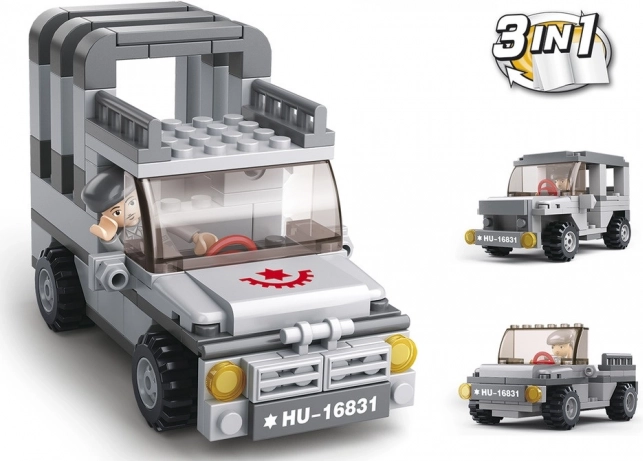 Sluban Army 9v1 vojenský jeep 3v1