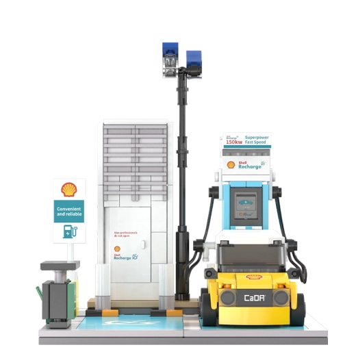 Kompaktní žluté auto včetně parkovacího místa