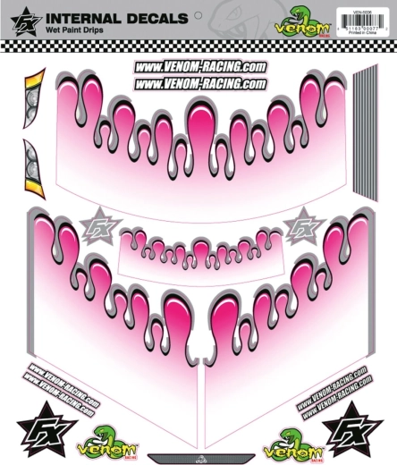 Jamara vnitřní grafika decor wet paint drops pink pro Venom Racing