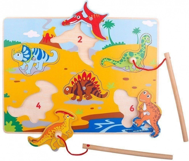 Bigjigs Toys Dřevěná hra chytání dinosaurů