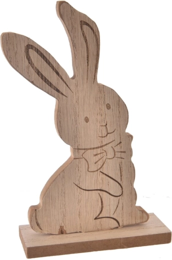 Dřevěný zajíc béžový 18 cm