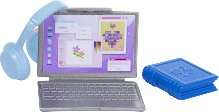 Laptop a sluchátka pro hru na učení