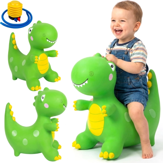 Dětský nafukovací kostým zeleného dinosaura T‑Rex s ventilátorem