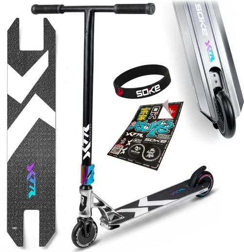 Soke XTR Phantom chrome profesionální freestyle koloběžka stříbrno-černá