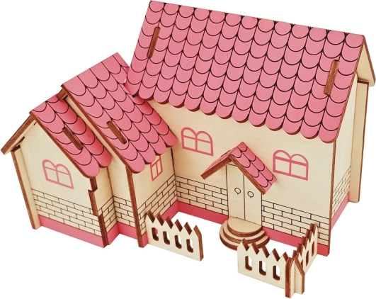 Dřevěné 3D puzzle fialový dům