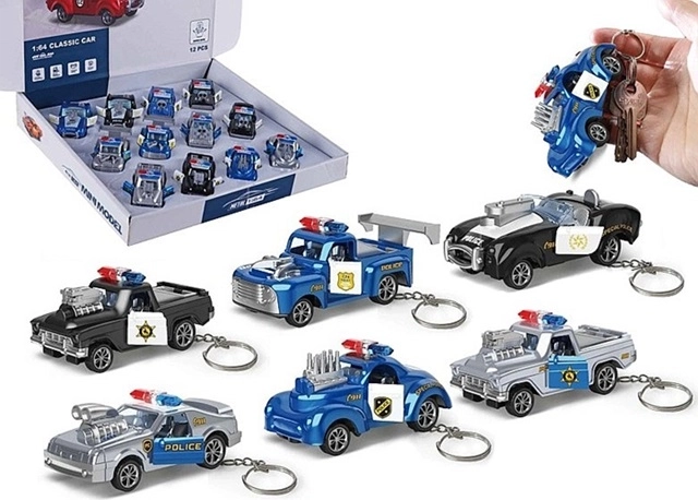Brelok policejní auto s otevíracími dveřmi 1:64