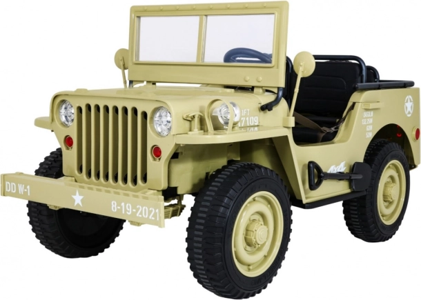 retro vojenské autíčko 4x4 pro 3 děti matcha