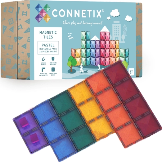 Connetix pastelové obdélníky – magnetické stavebnice 24 ks