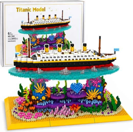 Stavebnice Titanic – model oceánského parníku na korálovém útesu (3892 dílků)