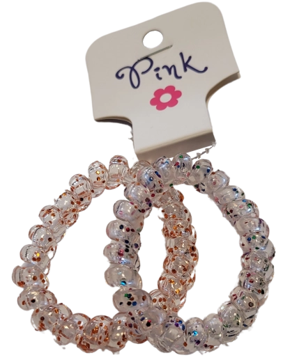 PINK spirálové gumičky do vlasů se třpytkami 2 ks
