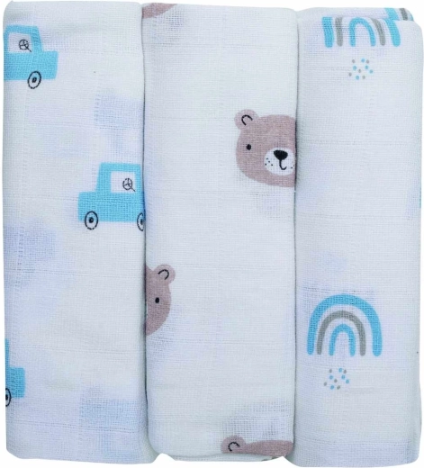 FreeON Bubaba mušelínové látkové pleny teddy 3 ks