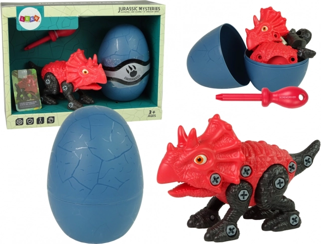stavebnice dinosaurus triceratops s vajíčkem a šroubovákem