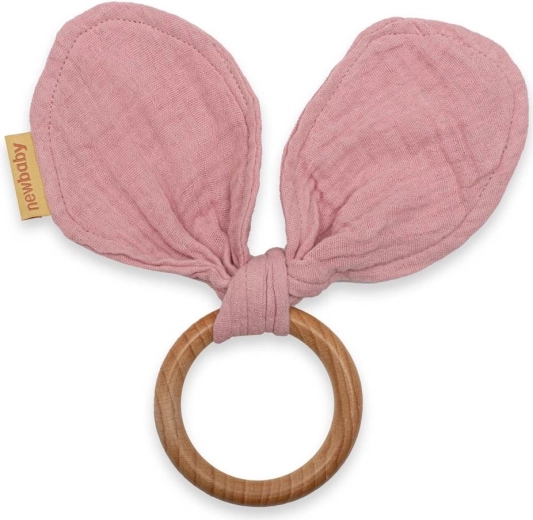Kousátko s mušelínovou plenou New Baby Ears růžové