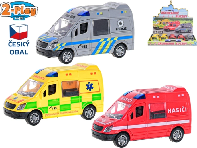 2-Play Traffic záchranářské auto 1:32 se setrvačníkem, 12 cm