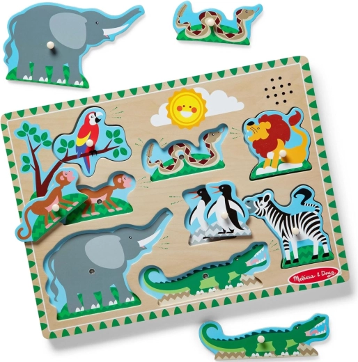 Melissa & Doug dřevěné zvukové puzzle zvířata v zoo