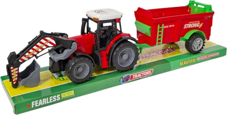 Traktor s přívěsem a čelním nakladačem – sada pro malé farmáře