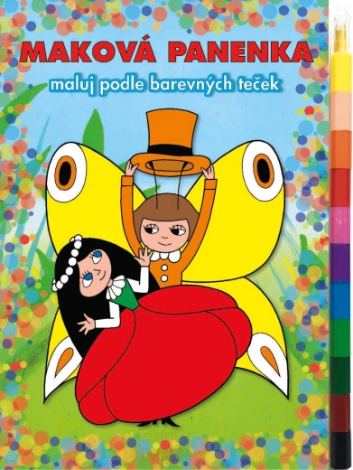 Akim maluj podle barevných teček – Maková panenka omalovánky s voskovkami