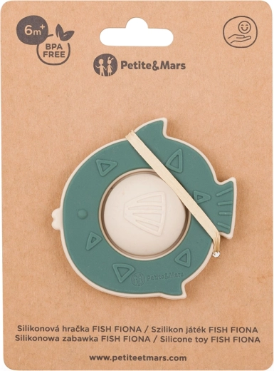 Petite&Mars silikonová hračka Fish Fiona – misty green