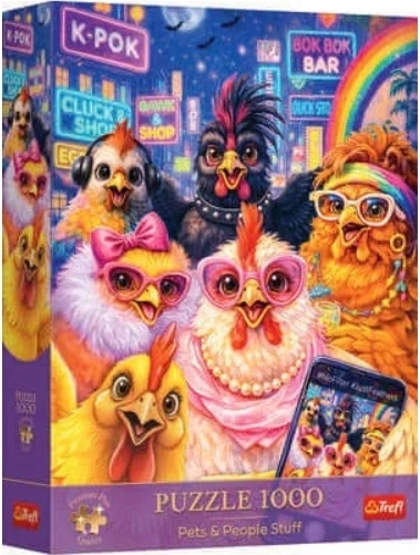 Puzzle Premium Plus Pets – selfie se slepicemi 1000 dílků