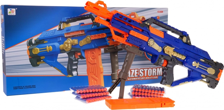 Mega karabin BLAZE STORM na pěnové náboje – modrý, automatický blaster