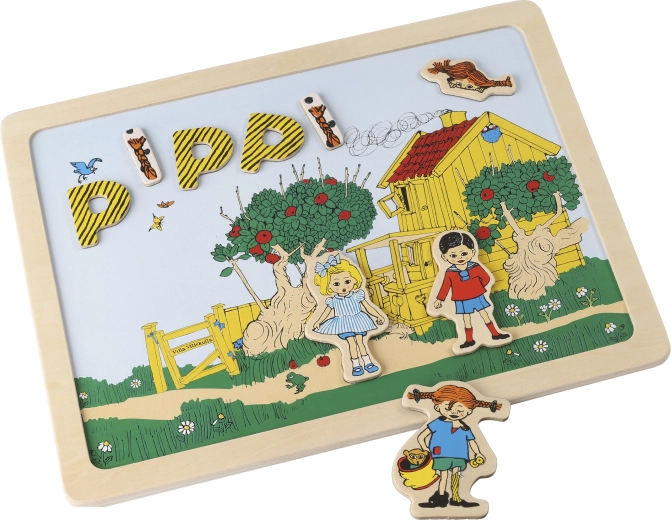 Oboustranná magnetická tabulka s písmenky a obrázky Pippi