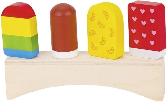 Barevné dřevěné nanuky na stojánku