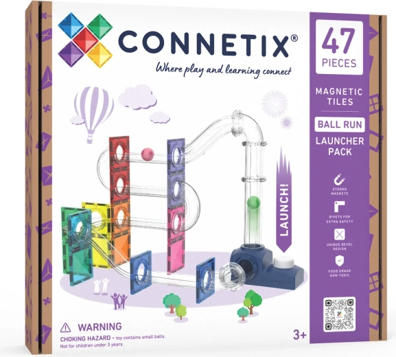 Connetix kuličková dráha s odpalovačem, 47 dílů