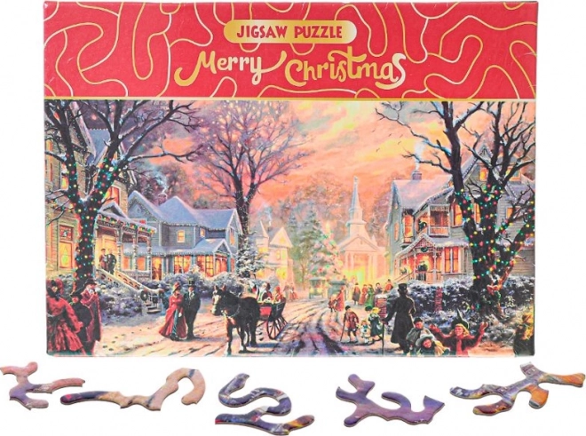 Puzzle Merry Christmas – zasněžená ulice 468 dílků