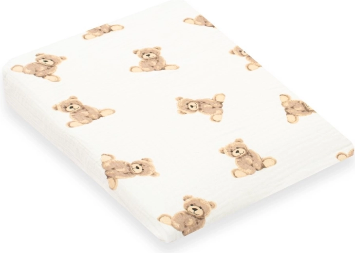 Mušelínový potah na dětský polštář – klín NEW BABY Standard 30×37 cm, motiv medvídek