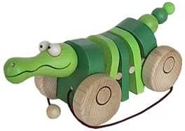 Dřevěný tahací krokodýl klapací pro děti