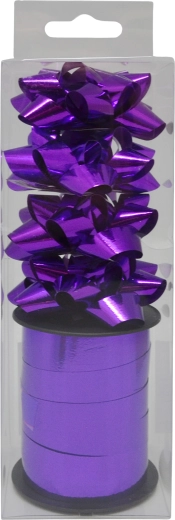 Sada dárkových mašlí a stuhy, fialová, 4 ks + stuha 10 m