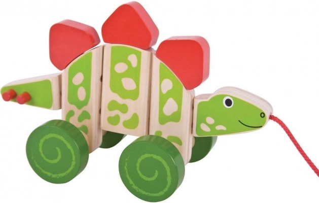 Tahací dřevěný dinosaurus stegosaurus Bigjigs Baby