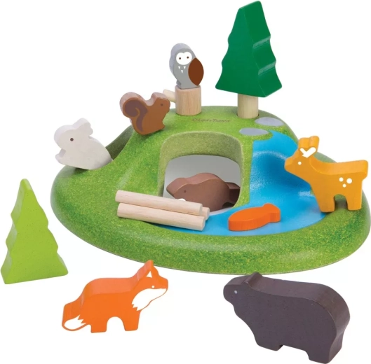 PlanToys sada lesních zvířátek a krajiny
