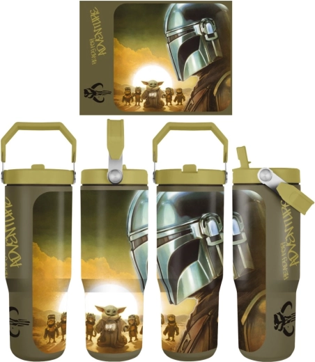 Cestovní hrnek Star Wars Mandalorian a Grogu Sunset s popruhem