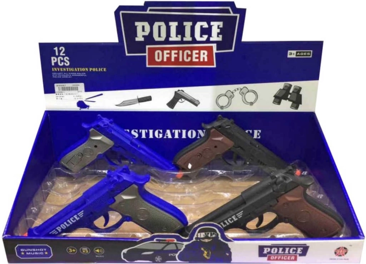 Plastový policejní revolver se zvukem 20 cm na baterie - 1 kus