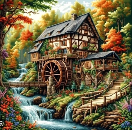 Norimpex diamantové malování Mlýn v lese 30 × 40 cm - 1 kus