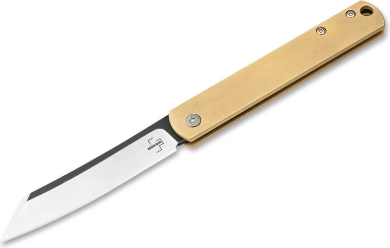 Böker Plus Zenshin 42 Brass kapesní nůž 7,5 cm se stonewash úpravou